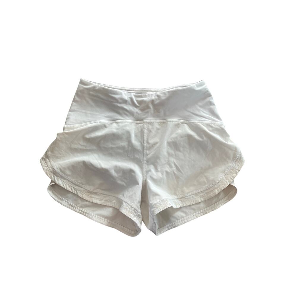 Lululemon speed up shorts white high rise curved hem 3" inseam size 2